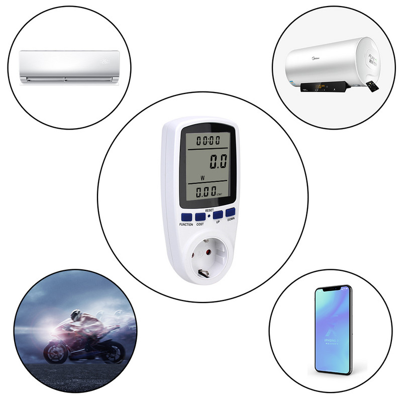 Priză de măsurare LCD digitală Analizor de putere Putere Kwh Contor de energie 220 V AC Contor de putere UE Priză watmetru