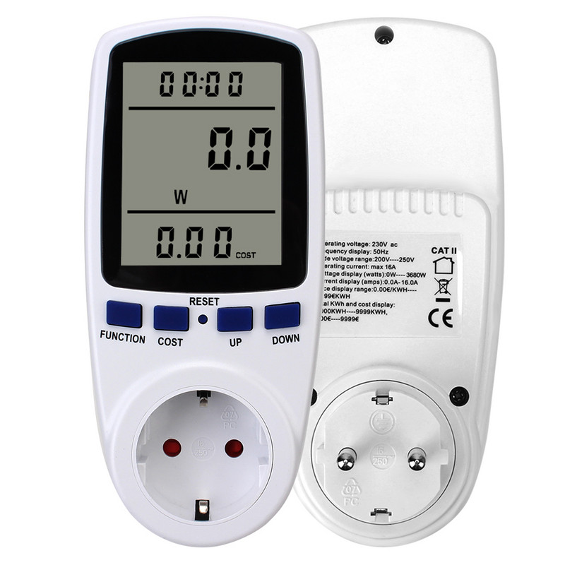 Priză de măsurare LCD digitală Analizor de putere Putere Kwh Contor de energie 220 V AC Contor de putere UE Priză watmetru