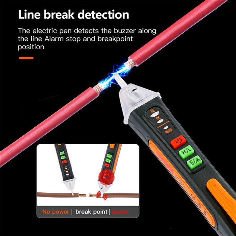 Bezkontakta sprieguma detektors Elektriskie instrumenti Sprieguma indikators Testeris Pildspalva Maiņstrāvas sprieguma pārbaude Viedais pārtraukuma punktu meklētājs 12-1000V