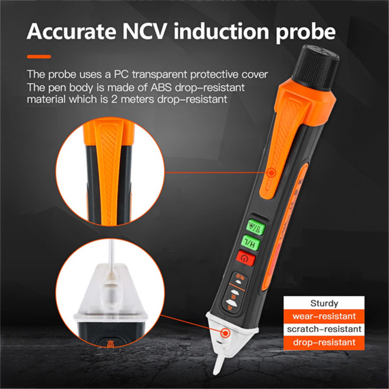 Bezkontakta sprieguma detektors Elektriskie instrumenti Sprieguma indikators Testeris Pildspalva Maiņstrāvas sprieguma pārbaude Viedais pārtraukuma punktu meklētājs 12-1000V