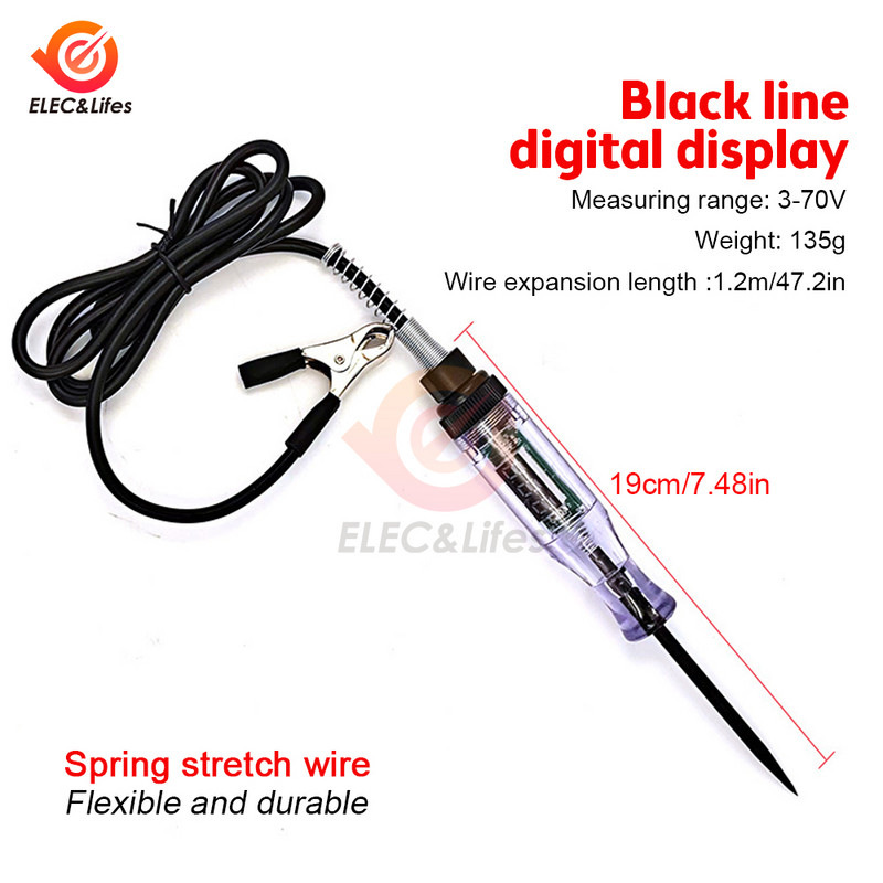 Olovka za napon automobila Kamion 3-70V/5-90V Ispitivač strujnog kruga Olovka sonde za digitalni zaslon Žarulja Automobilski dijagnostički alat Popravak automobila