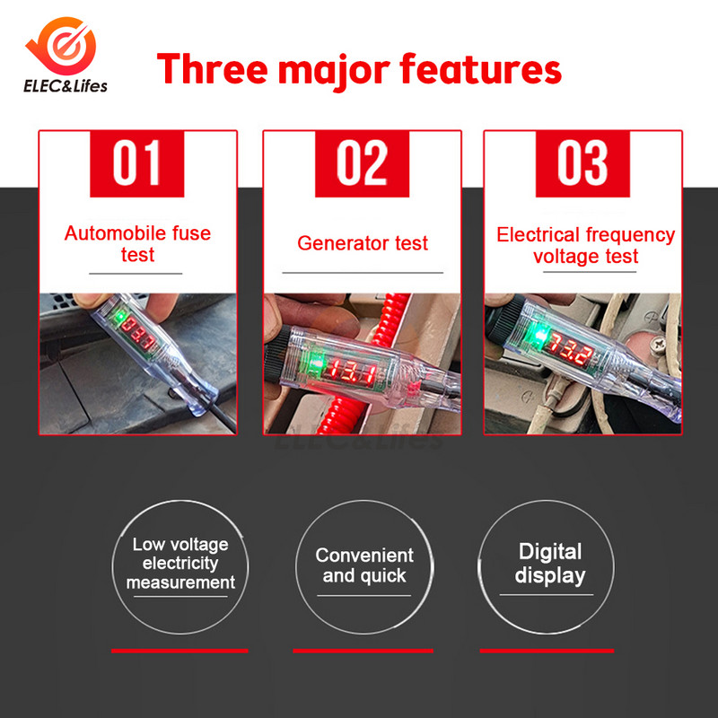 Olovka za napon automobila Kamion 3-70V/5-90V Ispitivač strujnog kruga Olovka sonde za digitalni zaslon Žarulja Automobilski dijagnostički alat Popravak automobila