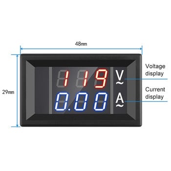 0.56\'\' 0-100V 10A 50A 100A LED цифров волтметър амперметър автомобил мотоциклет напрежение ток метър волт детектор тестер монитор панел