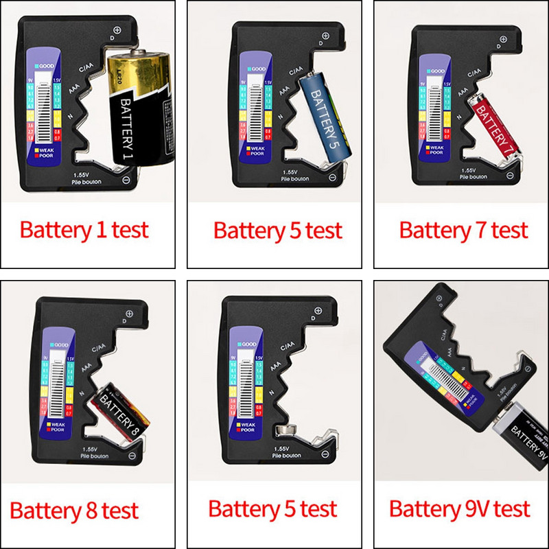 Tester digital pentru baterii Afișaj LCD AA AAA 1,5 V 9 V Baterii buton Detector de capacitate de măsurare a capacității Instrumente de diagnosticare