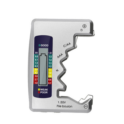 Ciparu bateriju testera ietilpības detektors C/D/N/AA/AAA/9V 6F22 baterijām / 1,55 V pogelementu
