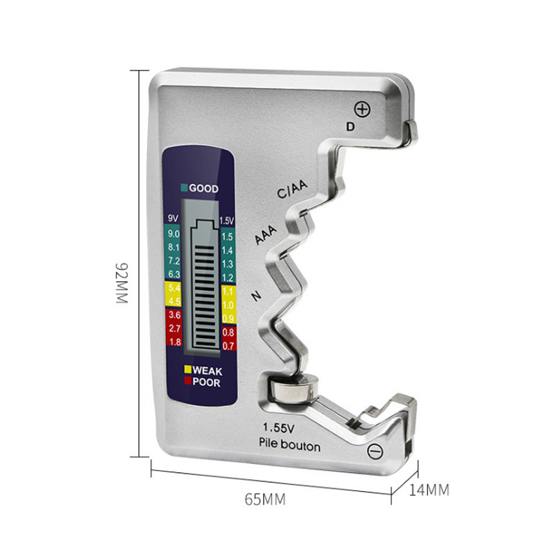 Ciparu bateriju testera ietilpības detektors C/D/N/AA/AAA/9V 6F22 baterijām / 1,55 V pogelementu