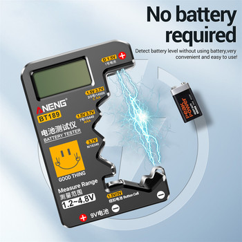 BT189 1.2~4.8V тестер за батерии 9V NDC AA AAA CR2032 Универсален домакински LCD дисплей Тестер за батерии Power Bank Детектори Инструменти