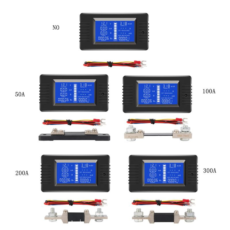 0-200V 50A/100A/200A/300A Akumulatora jaudas testeris Monitora Spriegums Strāvas Pretestība Jauda Vats Jauda Enerģijas mērītājs