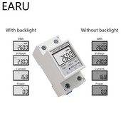 Din-rail jaudas enerģijas mērītājs 5-80A LCD fona apgaismojums digitālais displejs vienfāzes elektroniskais enerģijas KWh mērītājs voltmetrs ampērmetrs volts