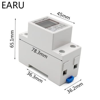 Din-rail Power Енергомер 5-80A LCD Backlight Цифров дисплей Еднофазен електронен енергиен KWh метър Волтметър Амперметър Волт