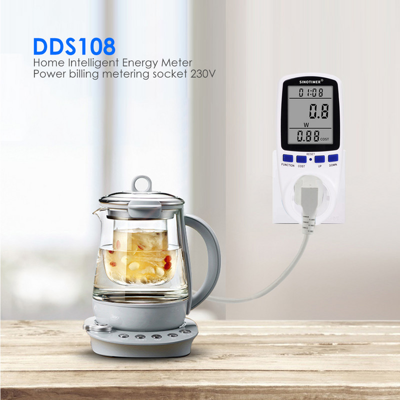 Ψηφιακό βατόμετρο 220V AC EU Power Meter LCD Μετρητής κατανάλωσης ηλεκτρικής ενέργειας Υποδοχή Wattage Kwh Ενεργειακός μετρητής FR Αναλυτής ισχύος ΗΠΑ