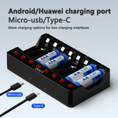 8 csatornás újratölthető akkumulátorok Intelligens lítium akkumulátortöltő LED kijelző Intelligens akkumulátortöltő 1,5 V AA/AAA NiMH-hoz
