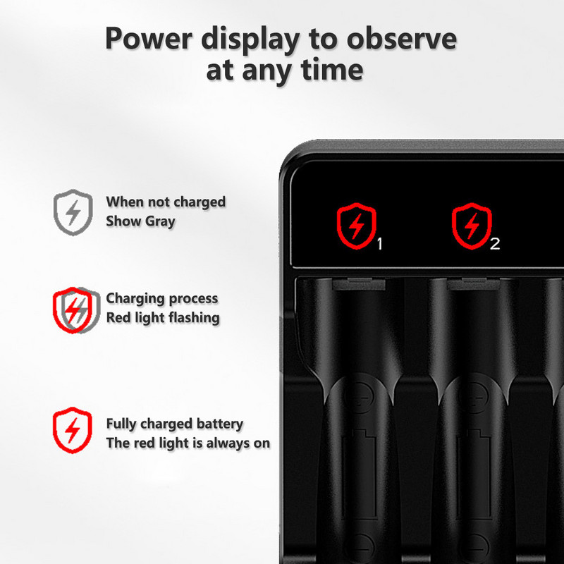 8 csatornás újratölthető akkumulátorok Intelligens lítium akkumulátortöltő LED kijelző Intelligens akkumulátortöltő 1,5 V AA/AAA NiMH-hoz