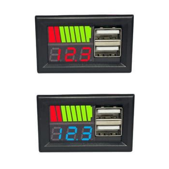 Μπαταρία λιθίου USB 5V 2,4A Αυτοκινήτου Voltmeter Voltage Meter Panel 12V-24V 3S-7S Ένδειξη ισχύος μπαταρίας λιθίου Δοκιμαστής ισχύος