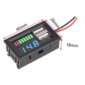 Μπαταρία λιθίου USB 5V 2,4A Αυτοκινήτου Voltmeter Voltage Meter Panel 12V-24V 3S-7S Ένδειξη ισχύος μπαταρίας λιθίου Δοκιμαστής ισχύος