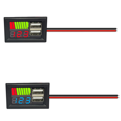 USB lítium akkumulátor 5V 2,4A autós feszültségmérő feszültségmérő panel 12V-24V 3S-7S lítium akkumulátor kapacitásjelző teljesítmény teszter