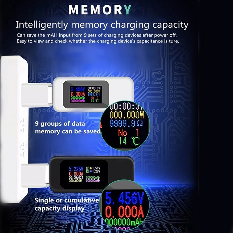 KWS-MX18 10 in1 digitális LCD kijelző USB teszter feszültség árammérő teljesítménymérő időzítés árammérő USB töltő teszter érzékelő