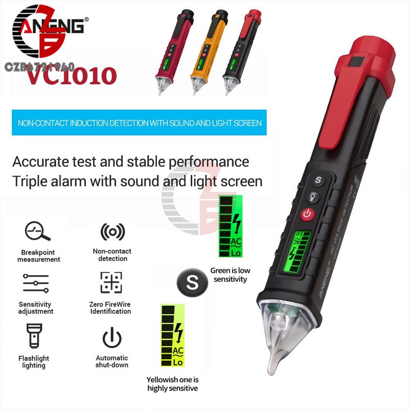 VC1010 AC/DC Detectoare digitale de tensiune LCD Tester inteligent fără contact Contor stilou AC 12-1000V Senzor electric de curent Creion de testare