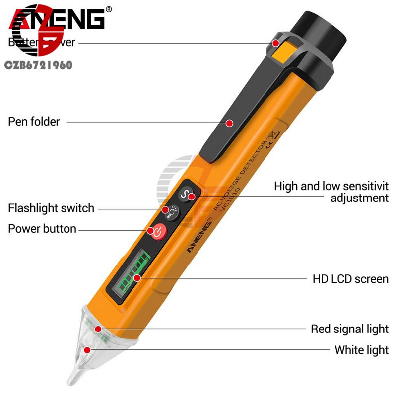 VC1010 AC/DC Detectoare digitale de tensiune LCD Tester inteligent fără contact Contor stilou AC 12-1000V Senzor electric de curent Creion de testare