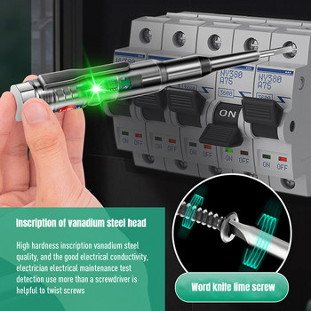 Δοκιμαστικό στυλό ανιχνευτή τάσης 24-250V Electric Screwdriver Probe with Indicator Light Sensor Zero Live Wire Digital Tester