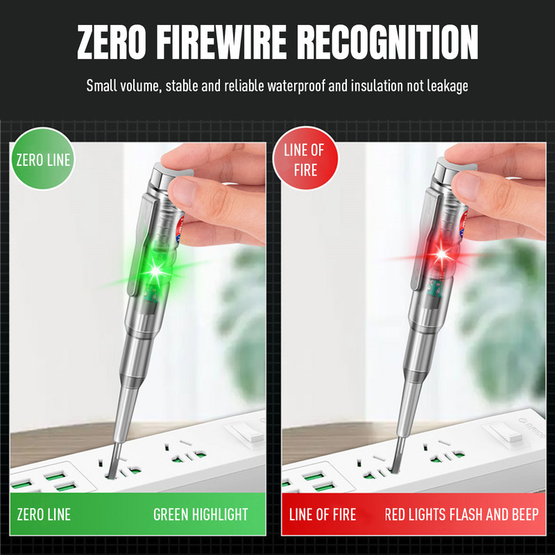 Detector de tensiune Test Pen 24-250V Sondă de șurubelniță electrică cu senzor de lumină indicator Zero Live Wire Tester digital