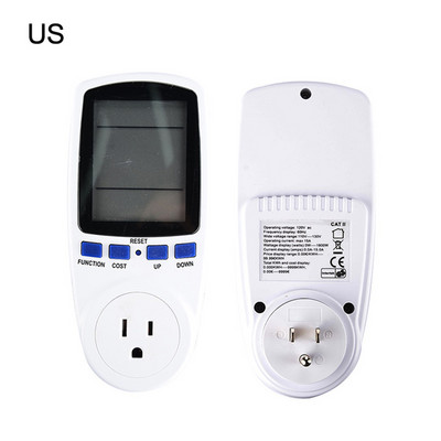 Digitális váltakozó áramú fogyasztásmérő Aljzat Wattmérő Kimenet Teljesítményelemző energiamérő kWh mérő EU/UK/AU/BR/US Dugó Aktuális ár kijelző