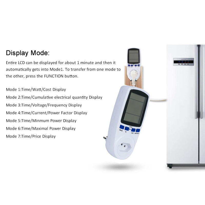 Digitális váltakozó áramú fogyasztásmérő Aljzat Wattmérő Kimenet Teljesítményelemző energiamérő kWh mérő EU/UK/AU/BR/US Dugó Aktuális ár kijelző