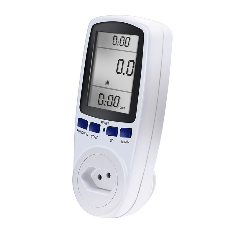 Populārs AU BR EU Plug Automātiskais Kwh strāvas slēdzis Digitālais sprieguma vatmetrs Jaudas analizators Elektroniskais jaudas mērītājs Enerģijas skaitītājs