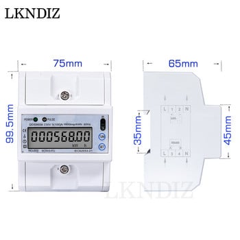 RS485 Многофункционален AC монофазен 5(100)A 230V Енергомер Измервател на електрическа консумация Монитор DIN шина с RS485 Modbus