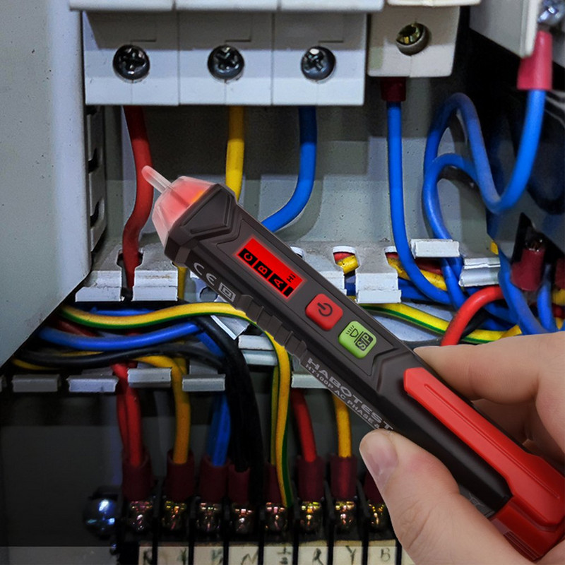 HT100P tesztceruza érintésmentes fázissorrend-mérő háromfázisú váltakozó áramú digitális kijelzős fázismérő érzékelő teszter