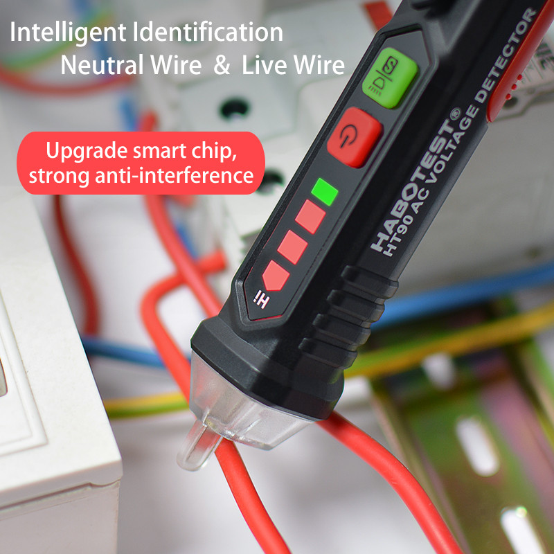 Indicator de tensiune Detector de rupere a firului fără contact Tester electric inteligent Verificare nulă Live Hi Sensibilitate scăzută AC 12-1000V HABOTEST