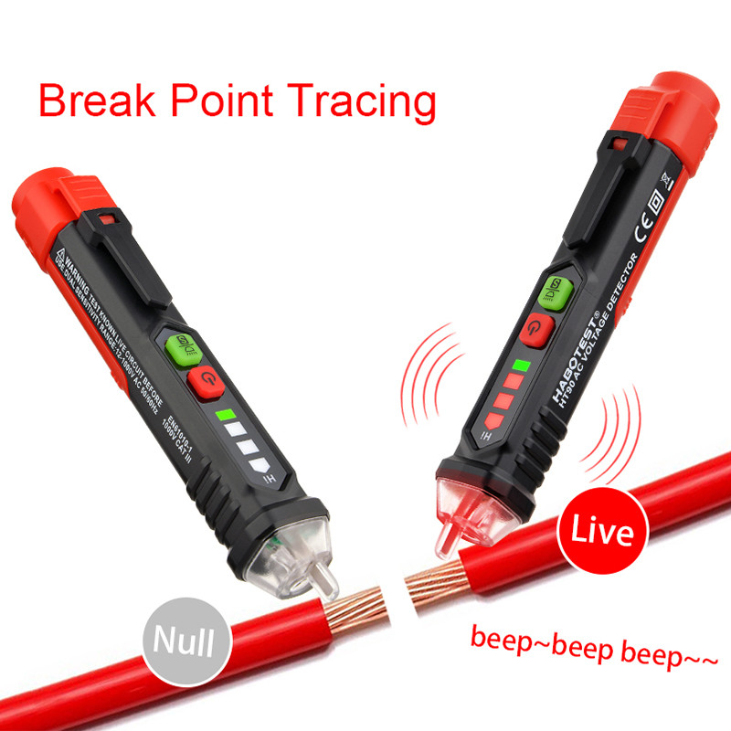 Indicator de tensiune Detector de rupere a firului fără contact Tester electric inteligent Verificare nulă Live Hi Sensibilitate scăzută AC 12-1000V HABOTEST