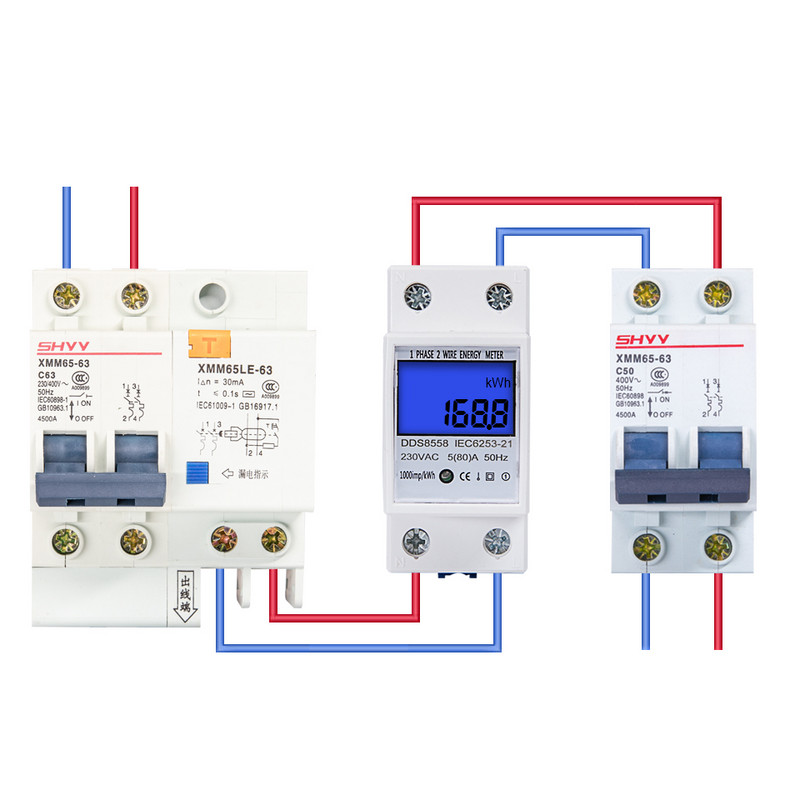 5(80)A 110V/220/230V 50/60Hz Din-rail elektrooniline energiaarvesti kWh arvesti LCD-ekraan digitaalne ühefaasiline elektri kWh-loendur