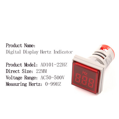 22 mm 50-500 V indikaatortuli vahelduvvoolu 0-99 Hz ruudukujuline ümmargune digitaalne ekraan Pinge hertsmeeter Sagedus pinge tester
