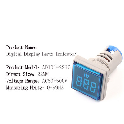 22 mm 50-500 V indikaatortuli vahelduvvoolu 0-99 Hz ruudukujuline ümmargune digitaalne ekraan Pinge hertsmeeter Sagedus pinge tester