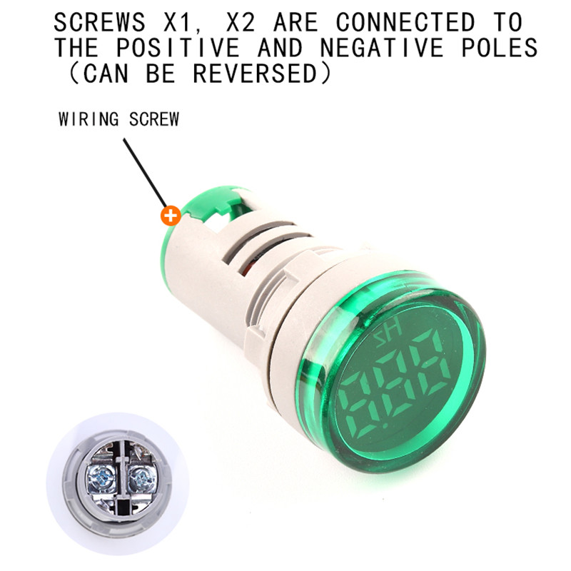 22 mm 50-500 V indikaatortuli vahelduvvoolu 0-99 Hz ruudukujuline ümmargune digitaalne ekraan Pinge hertsmeeter Sagedus pinge tester