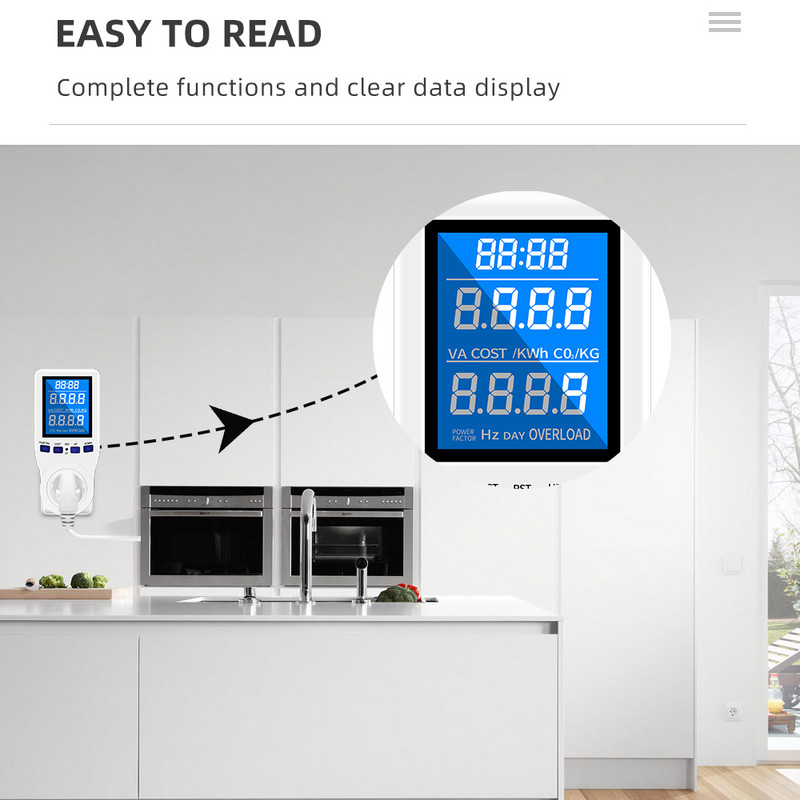 Digitalni vatmetar LCD mjerač snage Potrošnja električne energije Mjerač energije Kwh Mjerač električne energije Mjerač potrošnje električne energije Monitor utikač