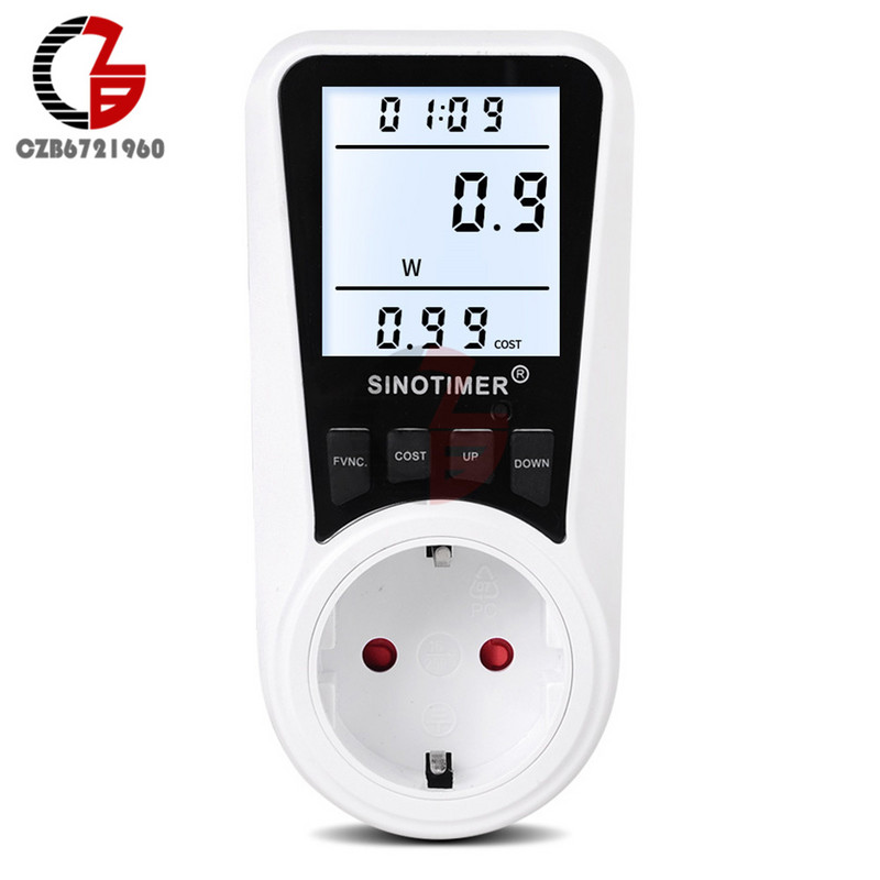 110 V 220 V áramfelhasználás monitorok Energia fogyasztás Wattmérő Dugaszolható aljzat Teljesítmény Kilowatt Watt mérő 100 V-240 V