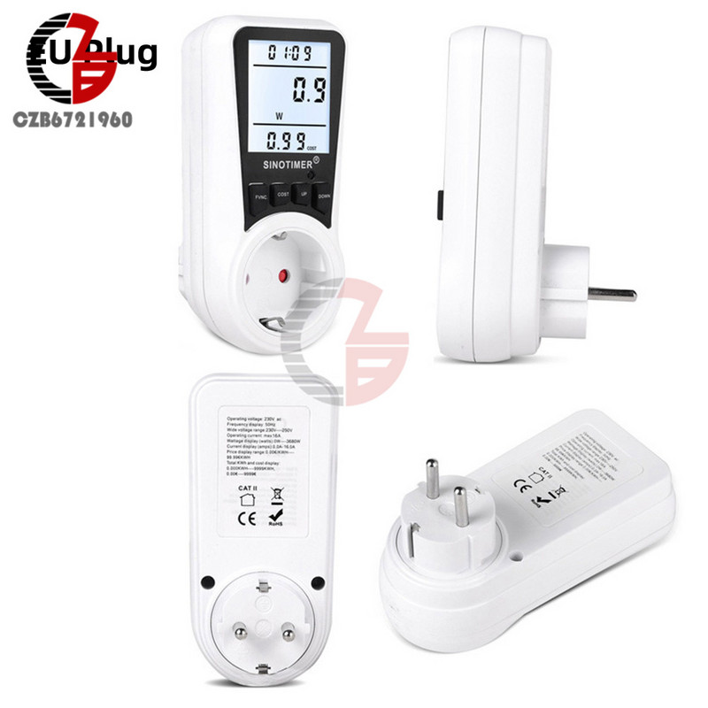 110 V 220 V áramfelhasználás monitorok Energia fogyasztás Wattmérő Dugaszolható aljzat Teljesítmény Kilowatt Watt mérő 100 V-240 V