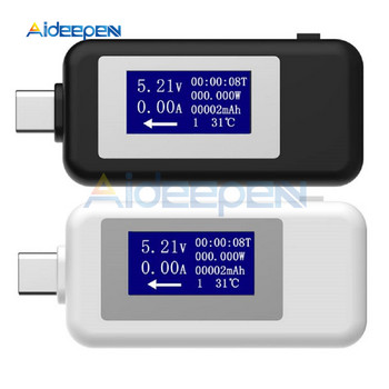 USB TYPE C LCD Цифров измервател на напрежение и ток Многофункционален USB тестер Волтметър Амперметър Детектор Power Bank Индикатор за зарядно устройство