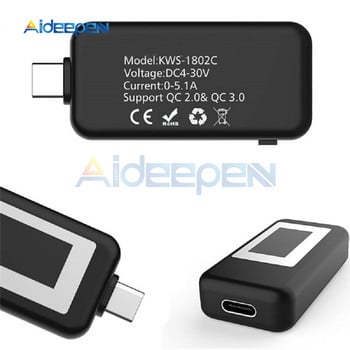 USB TYPE C LCD Цифров измервател на напрежение и ток Многофункционален USB тестер Волтметър Амперметър Детектор Power Bank Индикатор за зарядно устройство