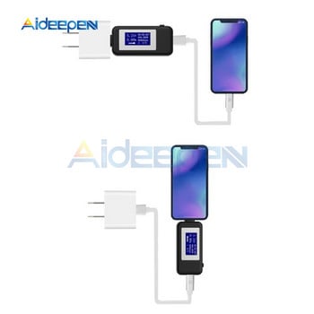 USB TYPE C LCD Цифров измервател на напрежение и ток Многофункционален USB тестер Волтметър Амперметър Детектор Power Bank Индикатор за зарядно устройство