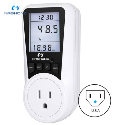 Nashone Wattmeter 220V AC EU Digital LCD Power Meter Vatmetrs Soquete Medidor De Energia Kwh FR EU Voltage Meter Enerģijas skaitītājs
