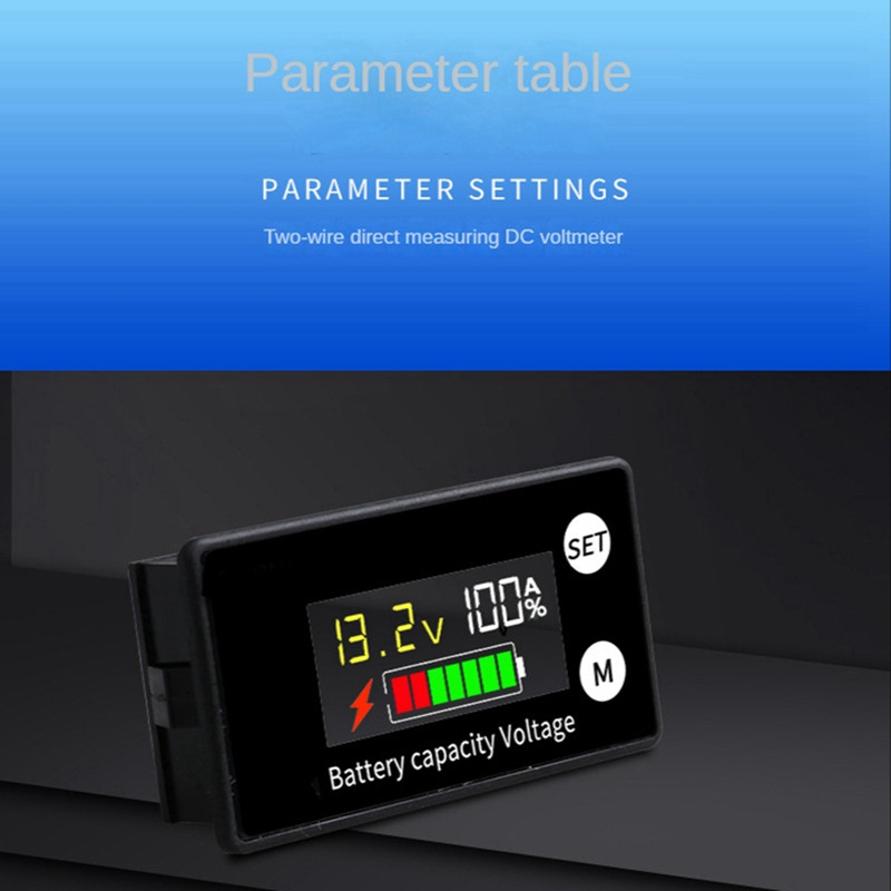 Akkumulátor kapacitásjelző autó motorkerékpár voltmérő feszültségmérő DC 8V-100V ólomsav lítium Lifepo4 színes képernyő