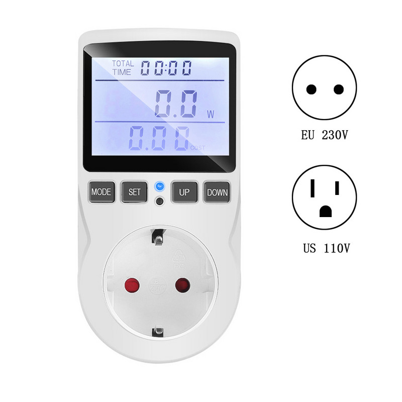 2021 m. Naujausias skaitmeninis galios matuoklis 110v 230v vatmetras Kwh energijos skaitiklis ES / JAV kištukinis energijos skaitiklis išėjimo galios analizatorius