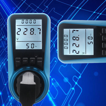 EU Plug AC Power Meter Ψηφιακό Wattmeter Watt Ενεργειακό Monitor Time Voltage Current Herz Price Display Socket Analyzer