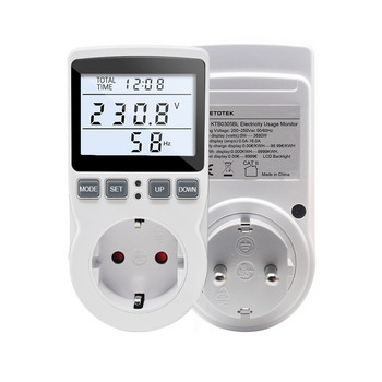 EU Plug AC Power Meter Цифров ватметър Watt Energy Monitor Time Voltage Current Herz Price Display Socket Analyzer
