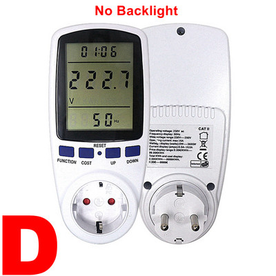 EU Plug AC teljesítménymérő Digitális wattmérő Watt Energia monitor Idő Feszültség Áram Herz Ár kijelző Aljzat analizátor
