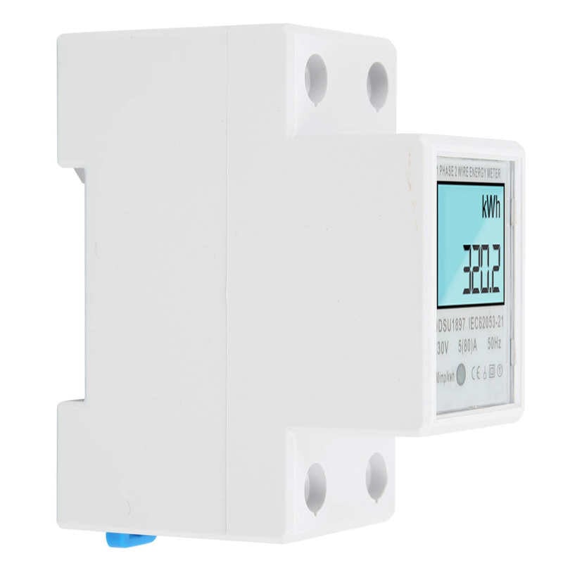 DDSU1897 háttérvilágítású intelligens energiamérő, egyfázisú Din sín mikro digitális elektromos teljesítménymérő wattmérő feszültség ampermérő