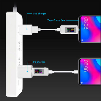 Type-C USB тестер 10 в 1 4-30V измервател на напрежение Времеви амперметър Цифров монитор Индикатор за изключване на захранването Зарядно устройство за телефон Двупосочен тестер